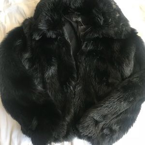 Topshop faux fur jacket- black